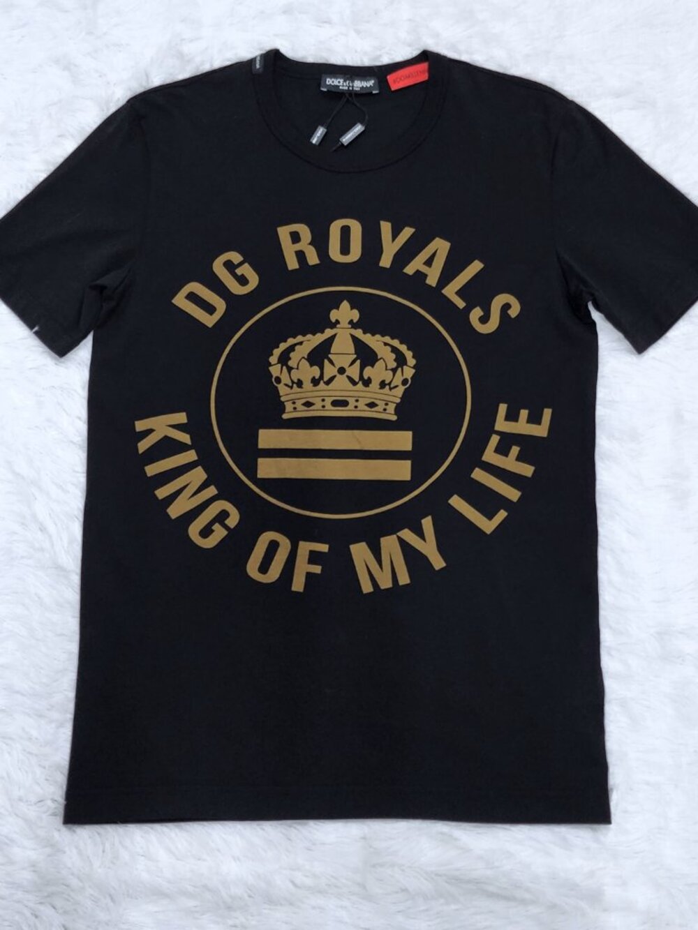 Dolce & Gabbana 'King of My Life' DG Royals T-shirt Black | 46 & 50 | NWT